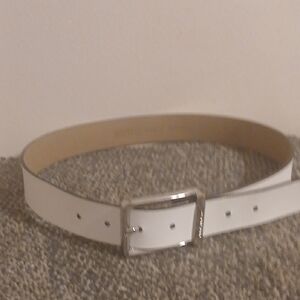 Michael Kors White Leather Belt with Silver Buckle SIze S